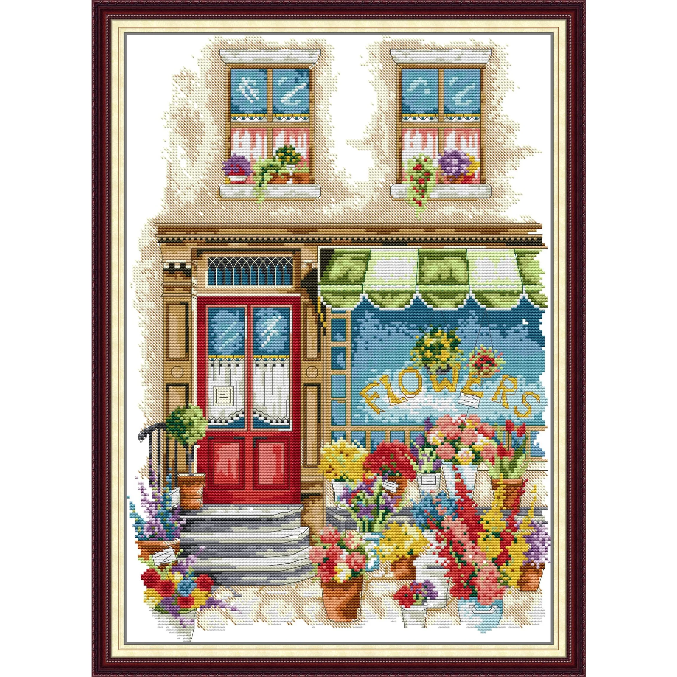 

Soulgift News Набор для вышивки крестом с предварительной печатью, штампованная ткань Аида с нитками DMC, набор для вышивания - Флорист