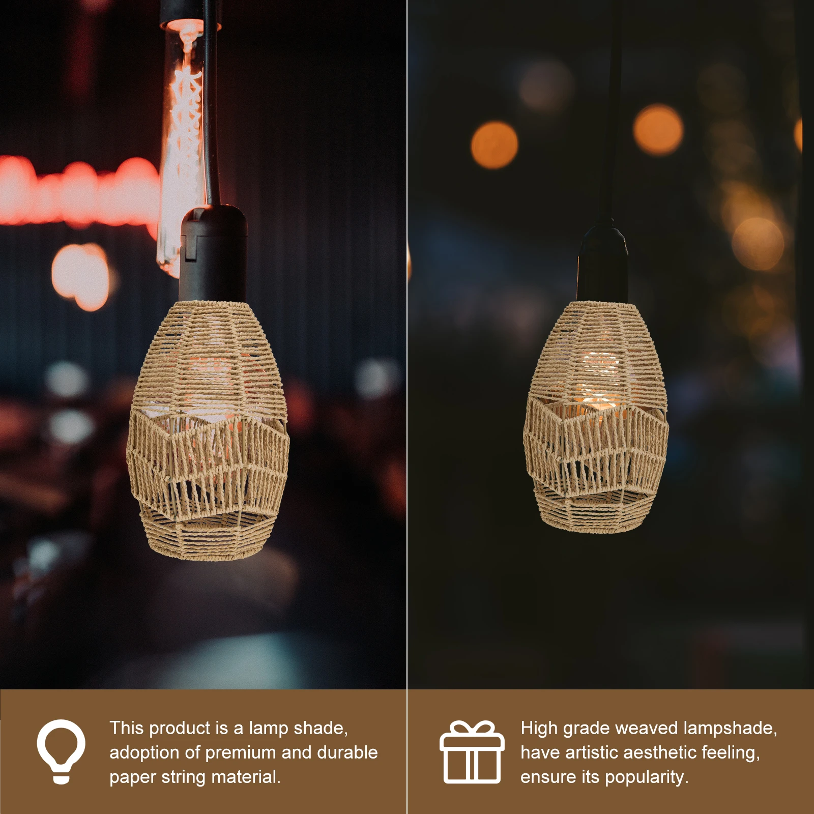 

Vintage Style Woven Lampshade High-Grade Decorative Ceiling Light Cover Home Hotel Hanging Light Shell Cover