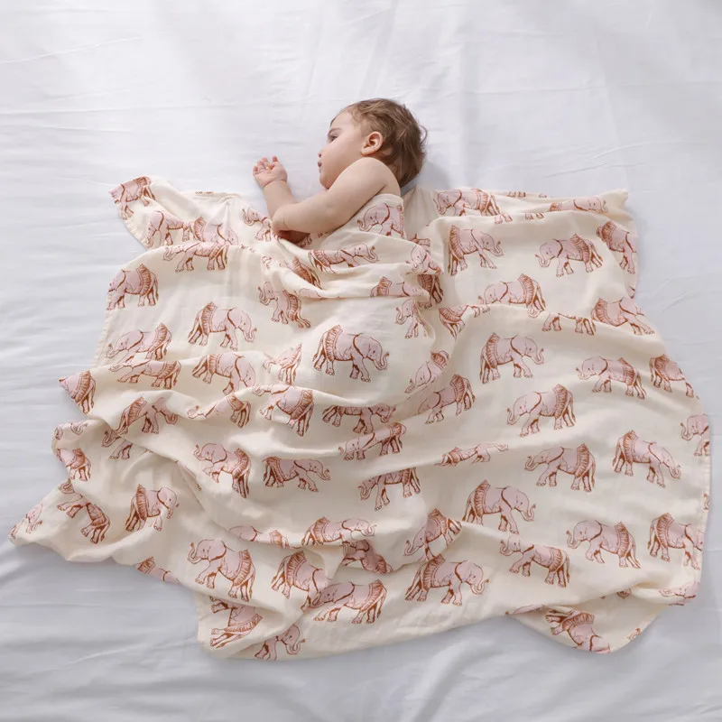 Spring summer Baby blanket Bamboo Cotton Baby Muslin Print Swaddle Blanket Cute Baby Bedsheet 1pcs/pack