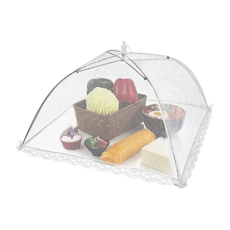 Foldable Food Mesh Cover Fly Anti Mosquito Pop-Up Food Cover Umbrella Meal Vegetable Fruit Breathable Cover Kitchen Accessories