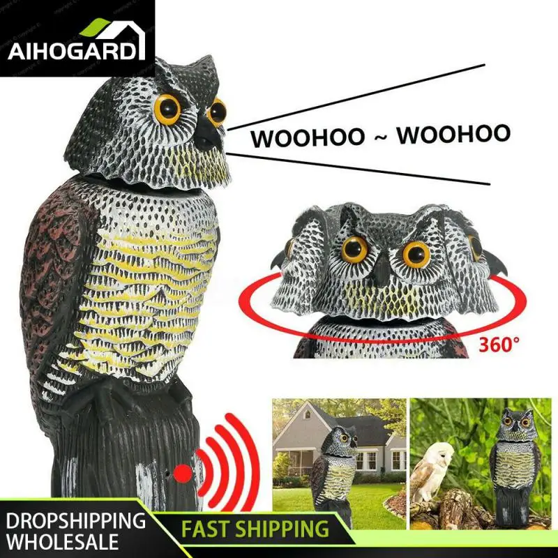 Outdoor Bird Scarer Plastic Owl Scarecrow Rotating Head Owl Prowler Decoy Pest Repellent Pest Control Garden Protector Ornaments