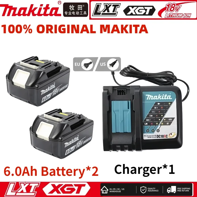 

OriginalMakita 6.0Ah battery 18V BL1860Brechargeable lithiumbattery with charging set+Makitadrill DDF487 DTW285 DTW700