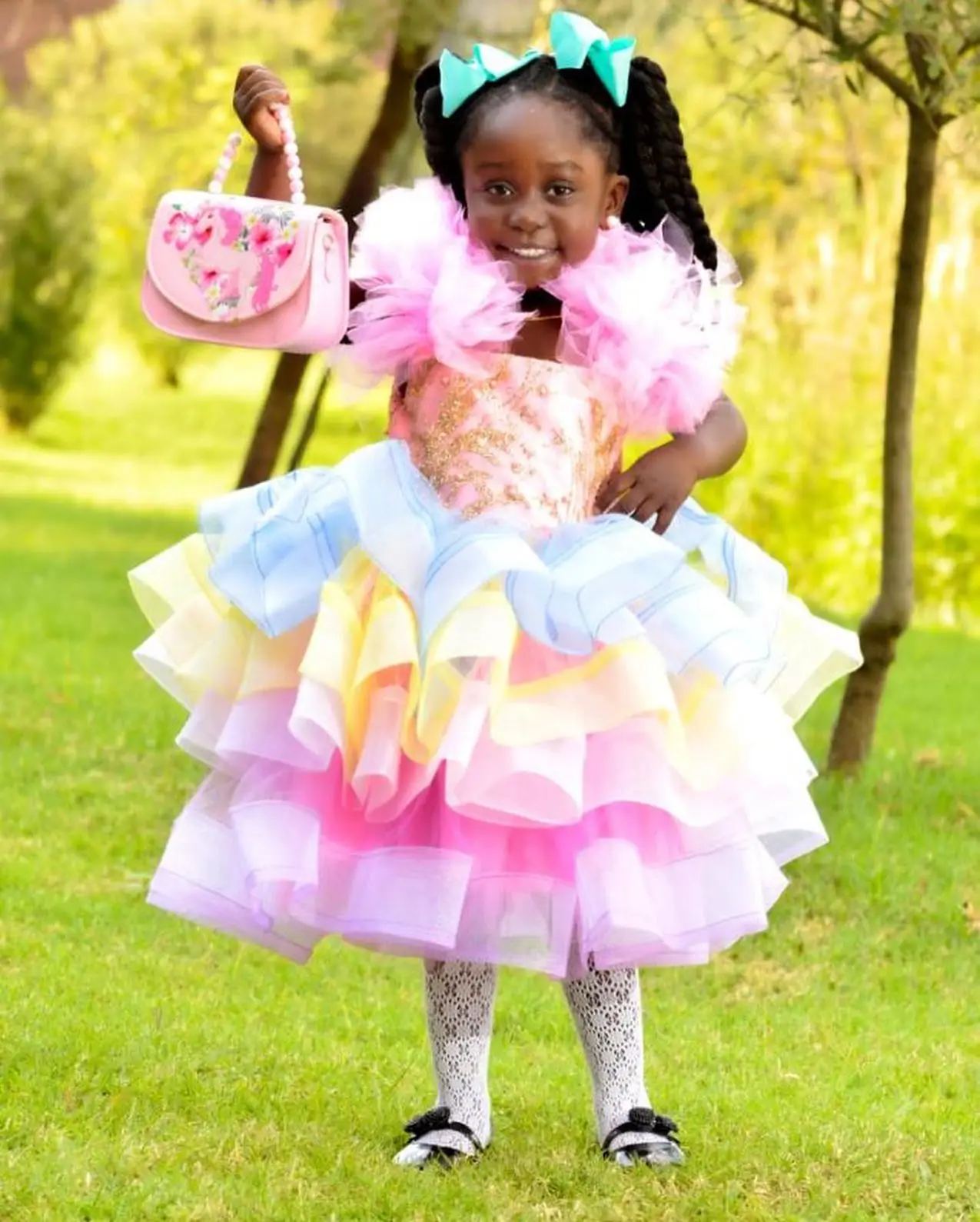 Rainbow Kids Birthday Party Dresses Beading Ruffles Pink Flower Girl Dresses for Wedding Baby Girls Prom for Photoshoot