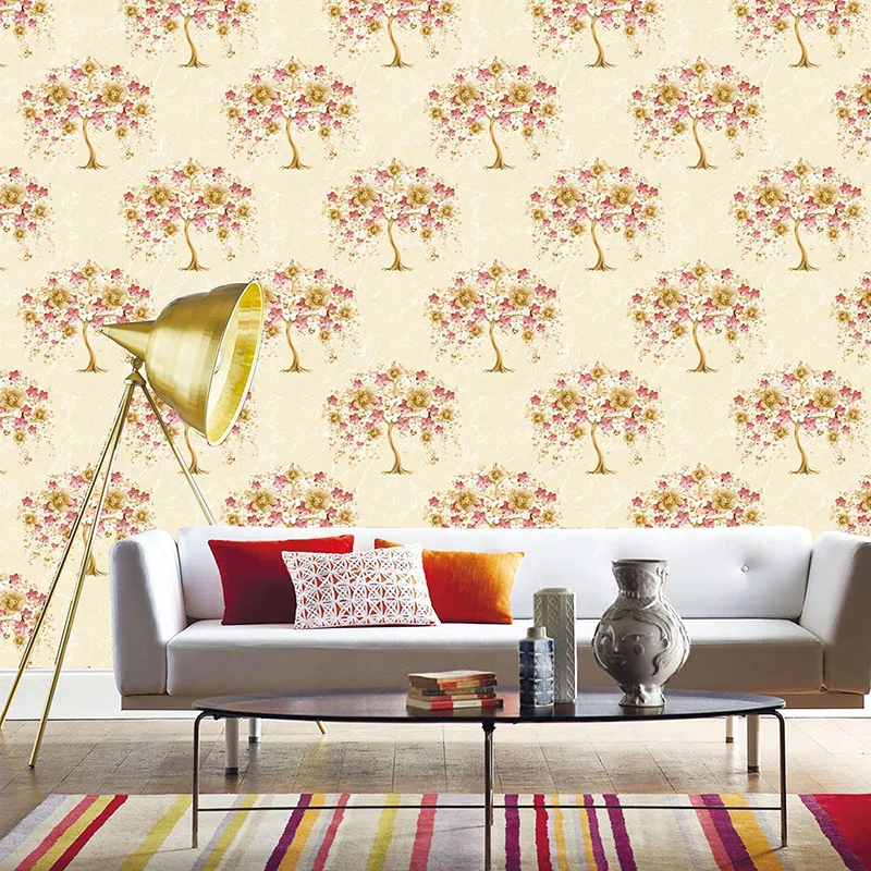 Premium Green American Style Gold Floral Background Wallpaper for Bedroom Living Room Dining Room Luxury Villa Indoor Decoration
