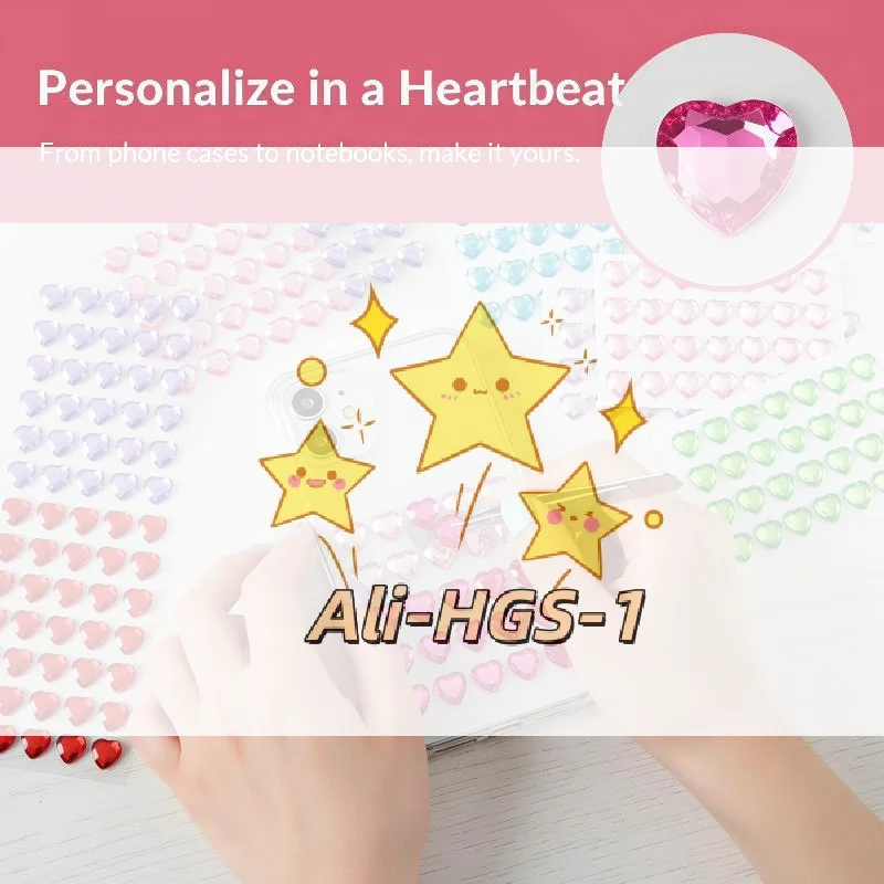 3D Heart Diamond Sticker Crystal Diy Handmade Material Desktop Decoration Phone Case Camera Kawaii Stickers Cup Laptop Decor