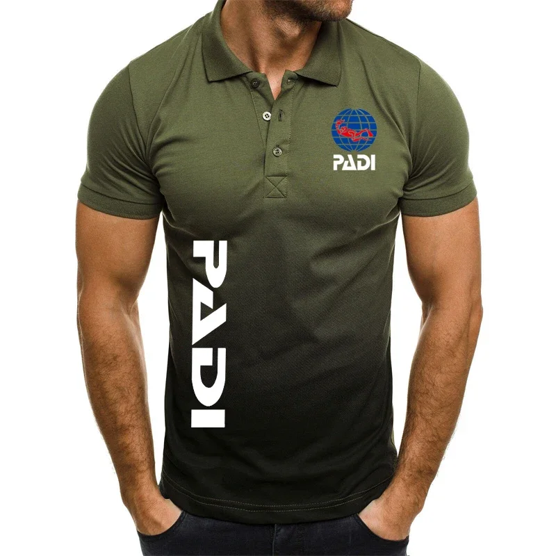 Camisa polo de mangas curtas PADI masculina, top confortável e respirável, esportes de lazer, lazer ao ar livre, trabalho, casual, verão, 2024