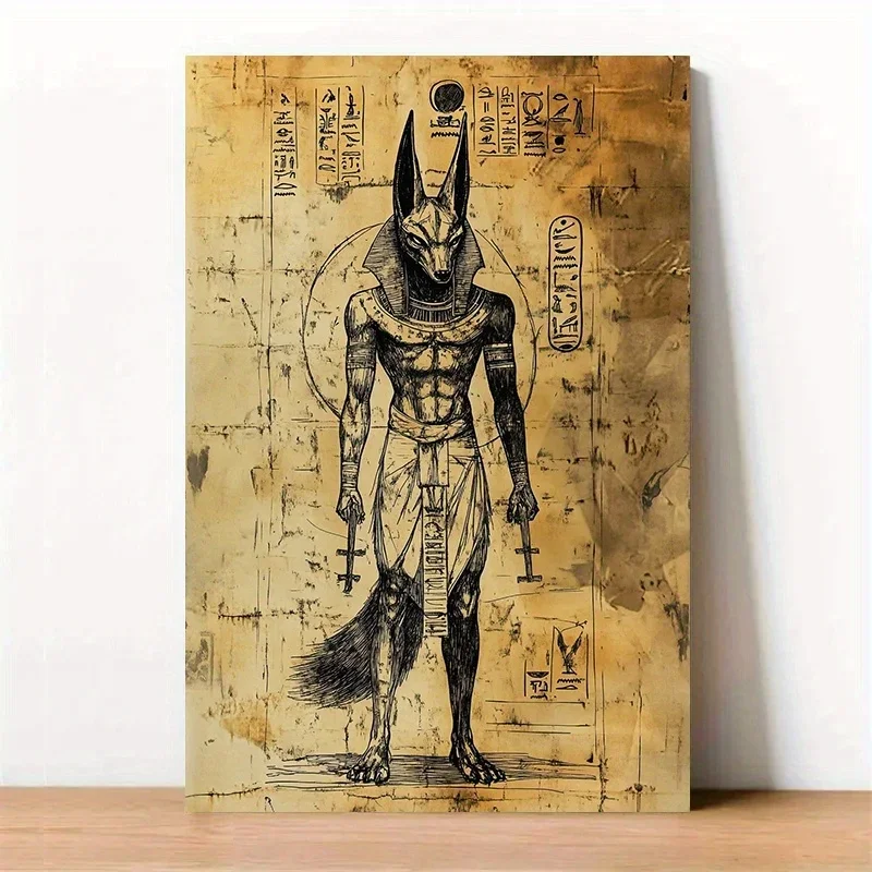 1pc Unframed Canvas Poster - Anubis Wall Art, Egyptian God of Embalming & Mummification, Frameless, Ideal for Living Room, Bedro