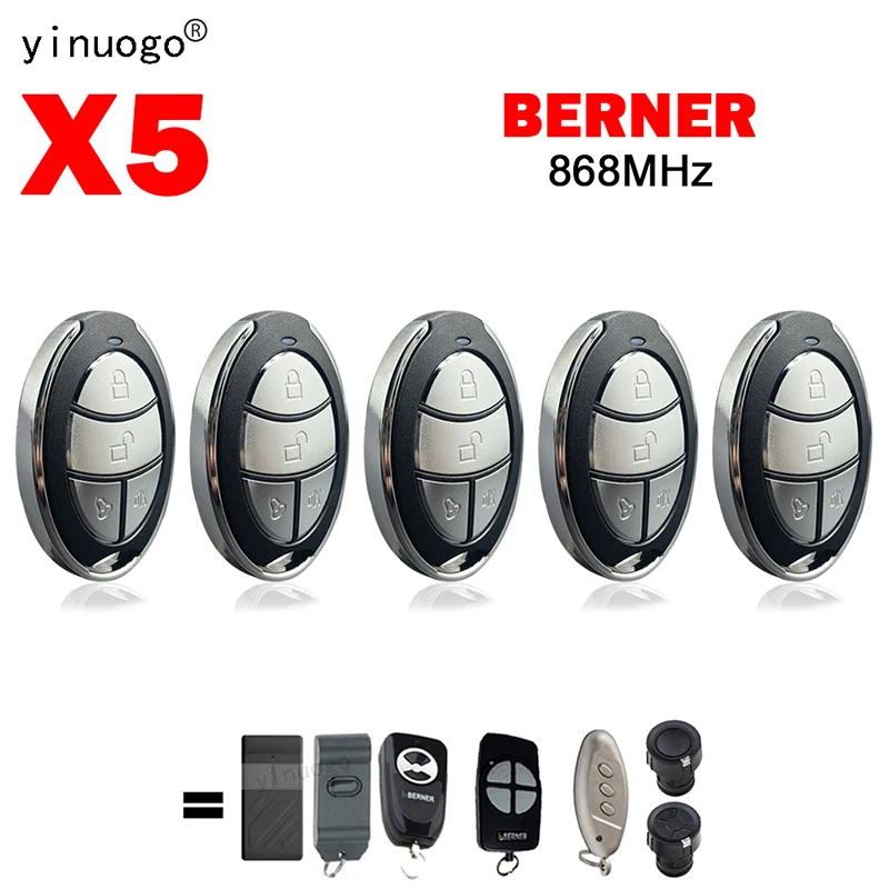 

5PCS Clone BERNER Remote Control for BHS110 BHS121 BHS130 BHS140 BHS153 BHS211 BHS221 Garage / Gates Remote Control Fixed Code