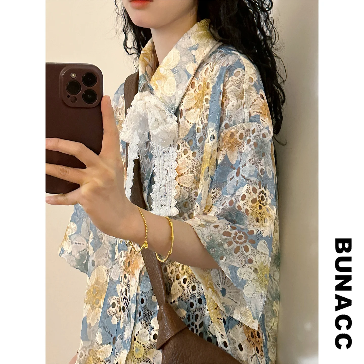 

Retro Summer Printed Short Sleeve Shirt Unisex Loose Fit Street Style Casual Top for Youth Plant Floral Pattern