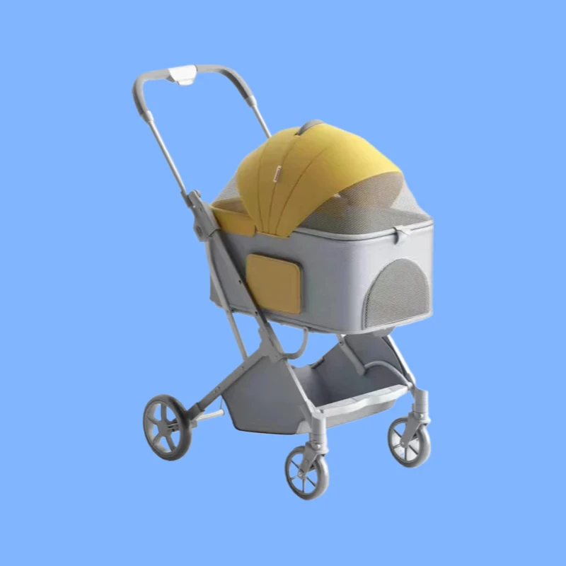

Lightweight Foldable Pet Stroller Yellow Dog Cat Cart for Small Medium Dogs Walking Travel Outdoor Supplies 2026