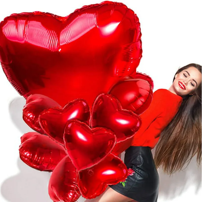 75cm Red Heart Foil Helium Balloons Valentine's Day Wedding Birthday Party Decorations Marriage Supplies Air Globos Kids Toys - view 6