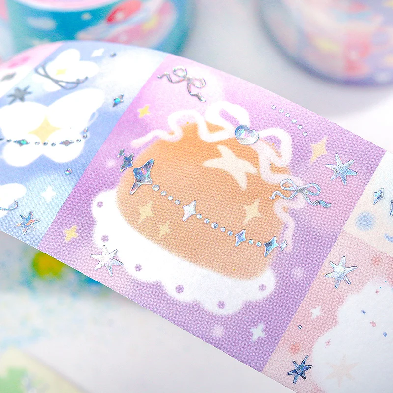 Cute Lovely Bear Bunny Laser Washi Tape Decoration Scrapbooking Diary DIY Japanese Hand Account Collage Masking Tapes Stationery