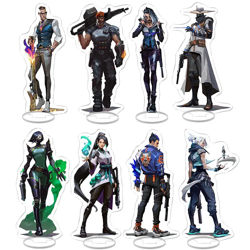 

10PC Game Valorant Figure Name Stand Model Double Sided Acrylic Plate Desk Decor Standing Cosplay Gamer Gifts for Student Friend