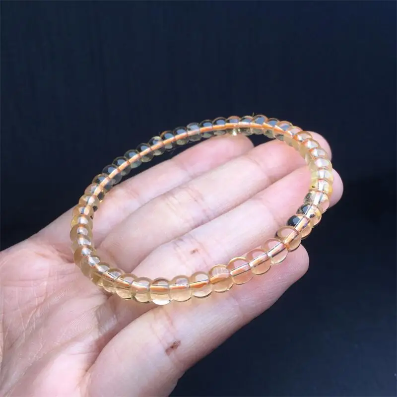 5.7MM Natural Citrine Bracelet String Charms Handmade Fortune Energy  Mineral Woman Amulet Jewelry Gift 1PCS