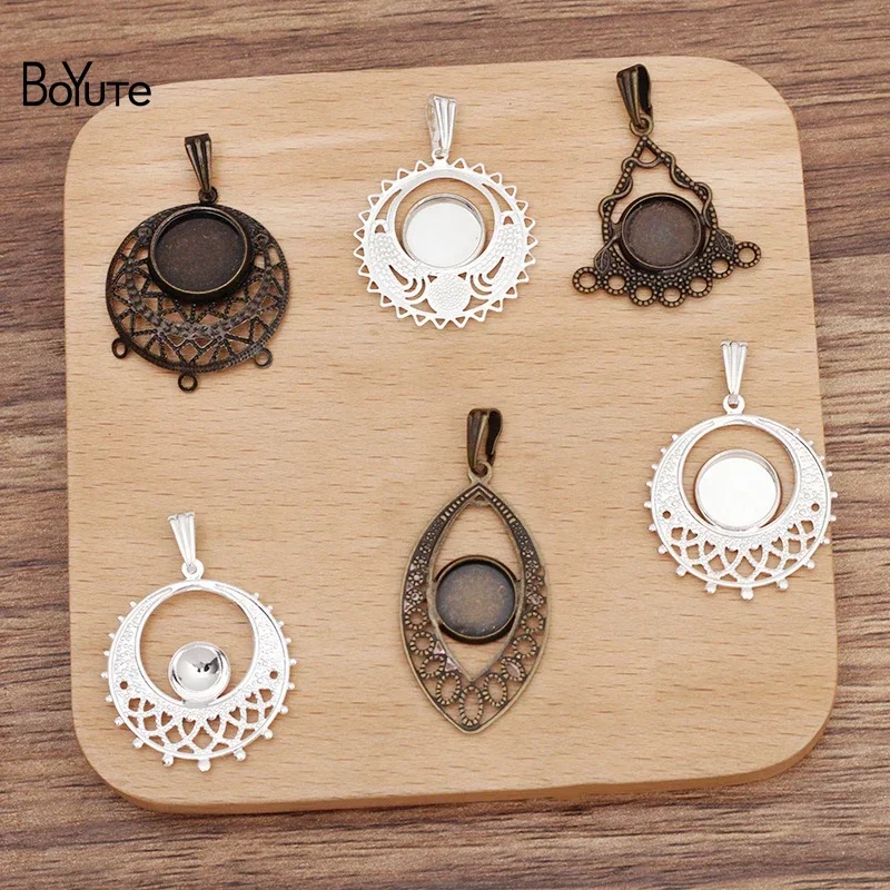 BoYuTe Custom Made (200 Pieces/Lot) Fit 8-10-12MM Cabochon Pendant Blank Tray Base Diy Handmade Jewelry Materials