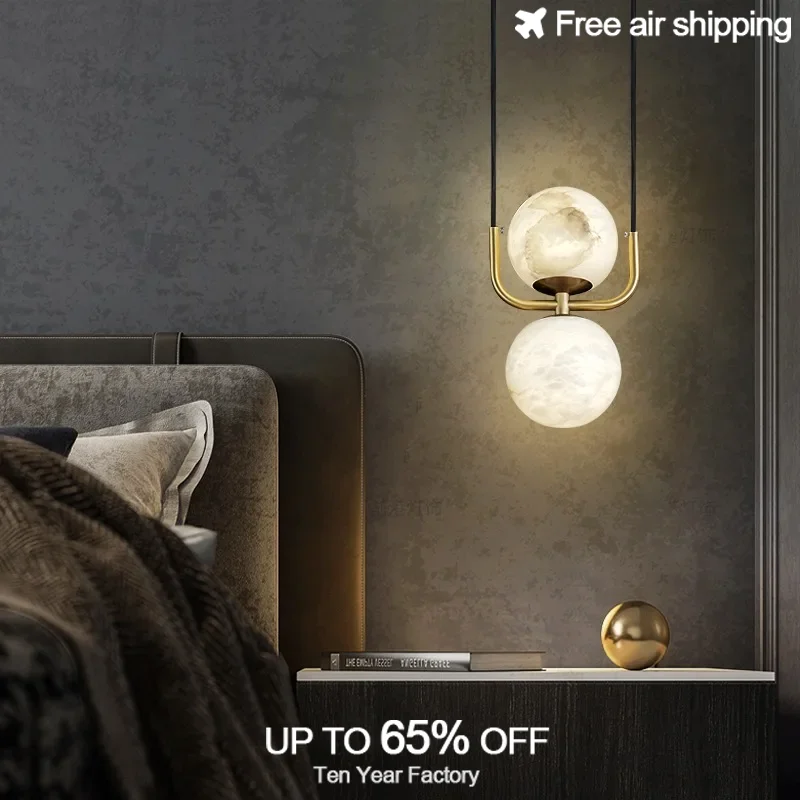 

Art Deco Alabaster Natural Marble LED Pendant Lamp for Dining Room Kitchen Ceiling Light Home Decoration Nordic Style