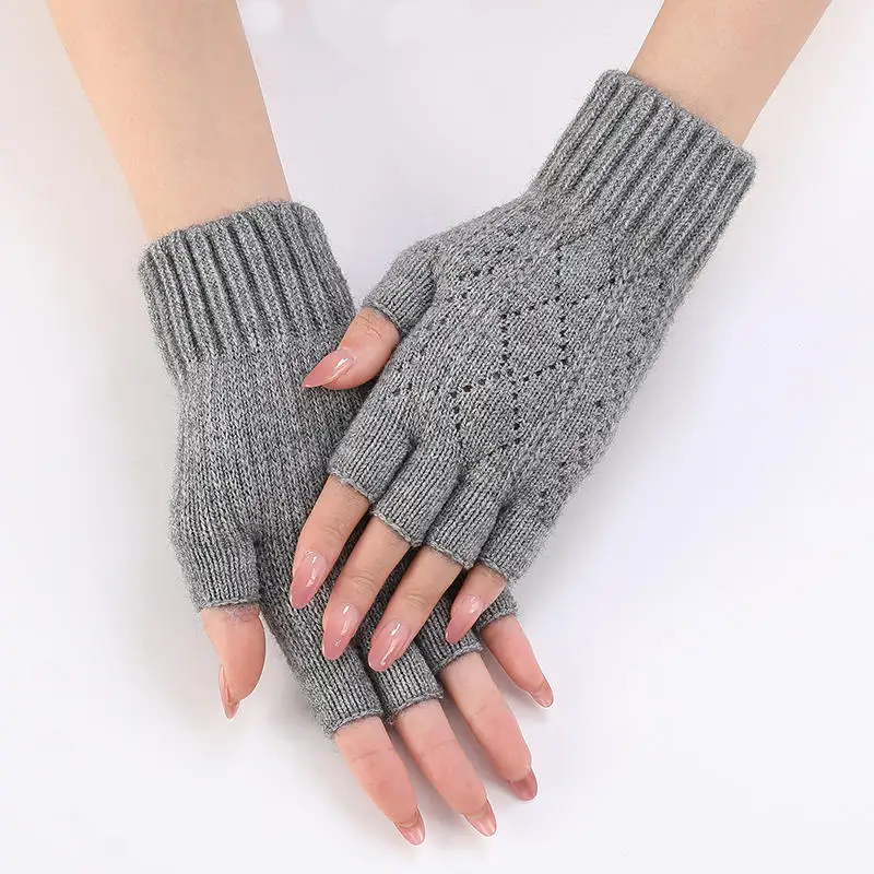 Half Finger Gloves For Women Winter Soft Warm Knitting Arm Gloves Soft Warm Half Finger Hand Guantes NEW