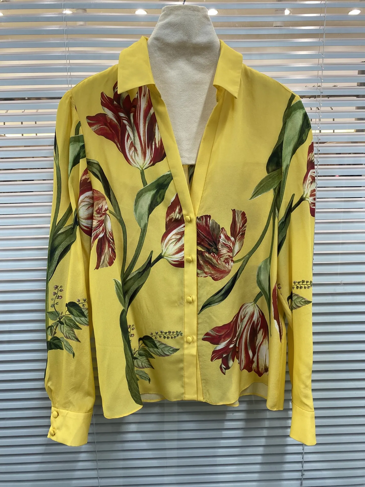 Chemisier Jaune Décontracté Am - Silk Blouse Button avis et prix