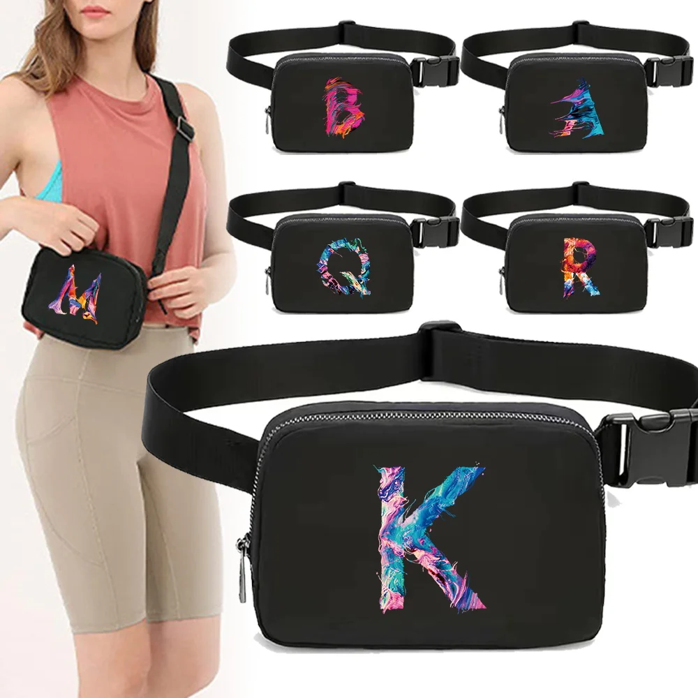 

Women's Waist Bag Nylon Fanny Packs with Adjustable Strap Sport Cross Bag Paint Pattern Travel Lightweight Hip Bags