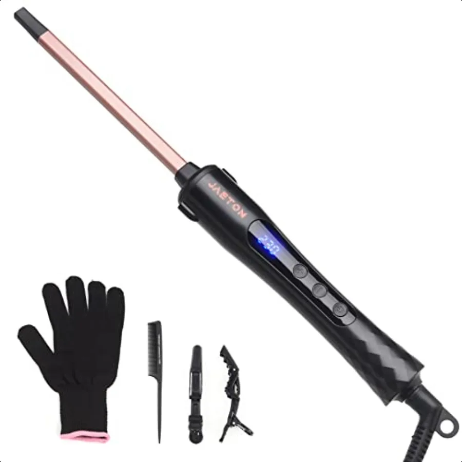 

Small Curling Iron 3 8 Inch 9mm Thin Hair Curling Wand for Short and Long Hair Profional Ceramic Hair Curler Wand Include