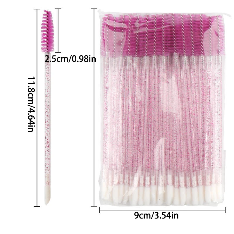 Pinceau applicateur de cils à double extrémité, applicateur de cils en cristal, extension de cils de poulet, 50 pièces