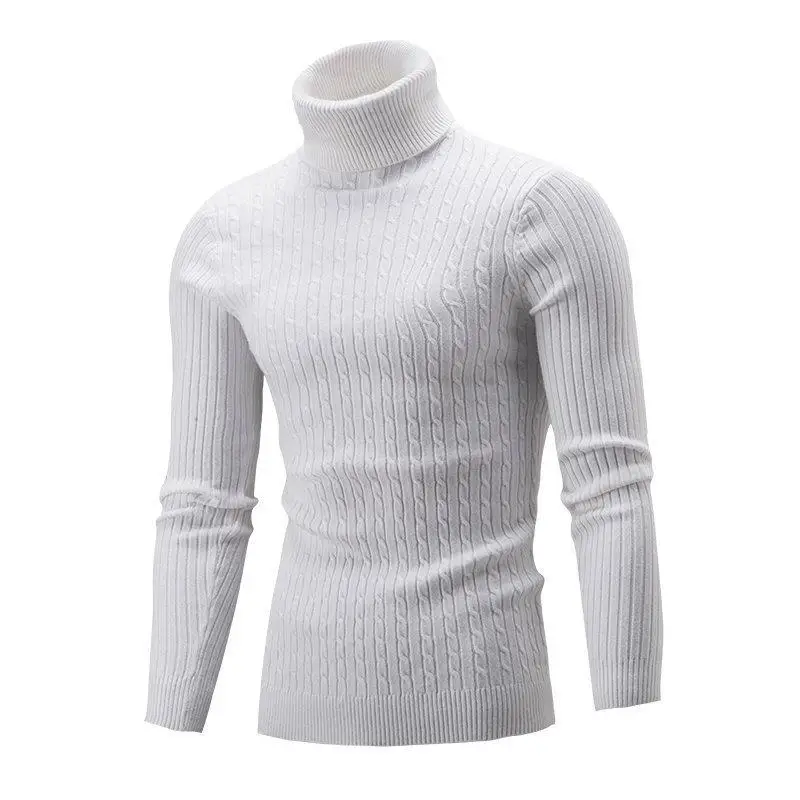 

Men's High Collar Sweater Color Blo Fried Dough Twists Base Retro Sle Long Sve Polyester Fiber Knitted Sweater Youth F...