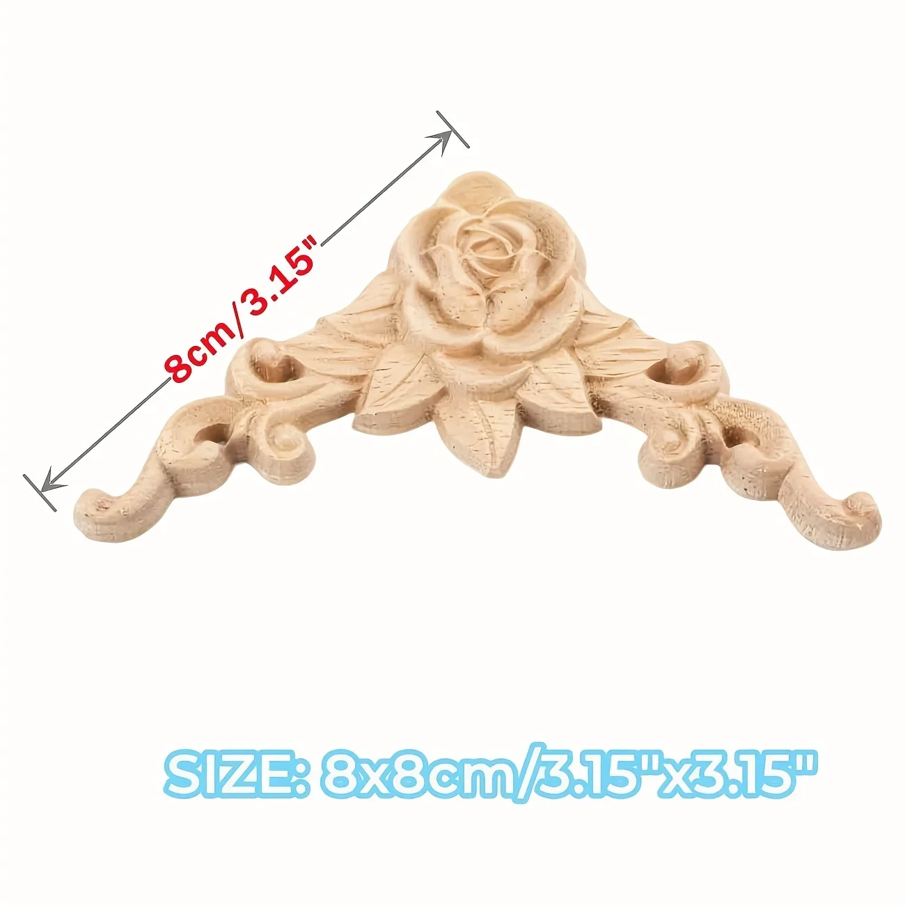 4Pcs Wood Appliques & Onlays for Furniture 3.15