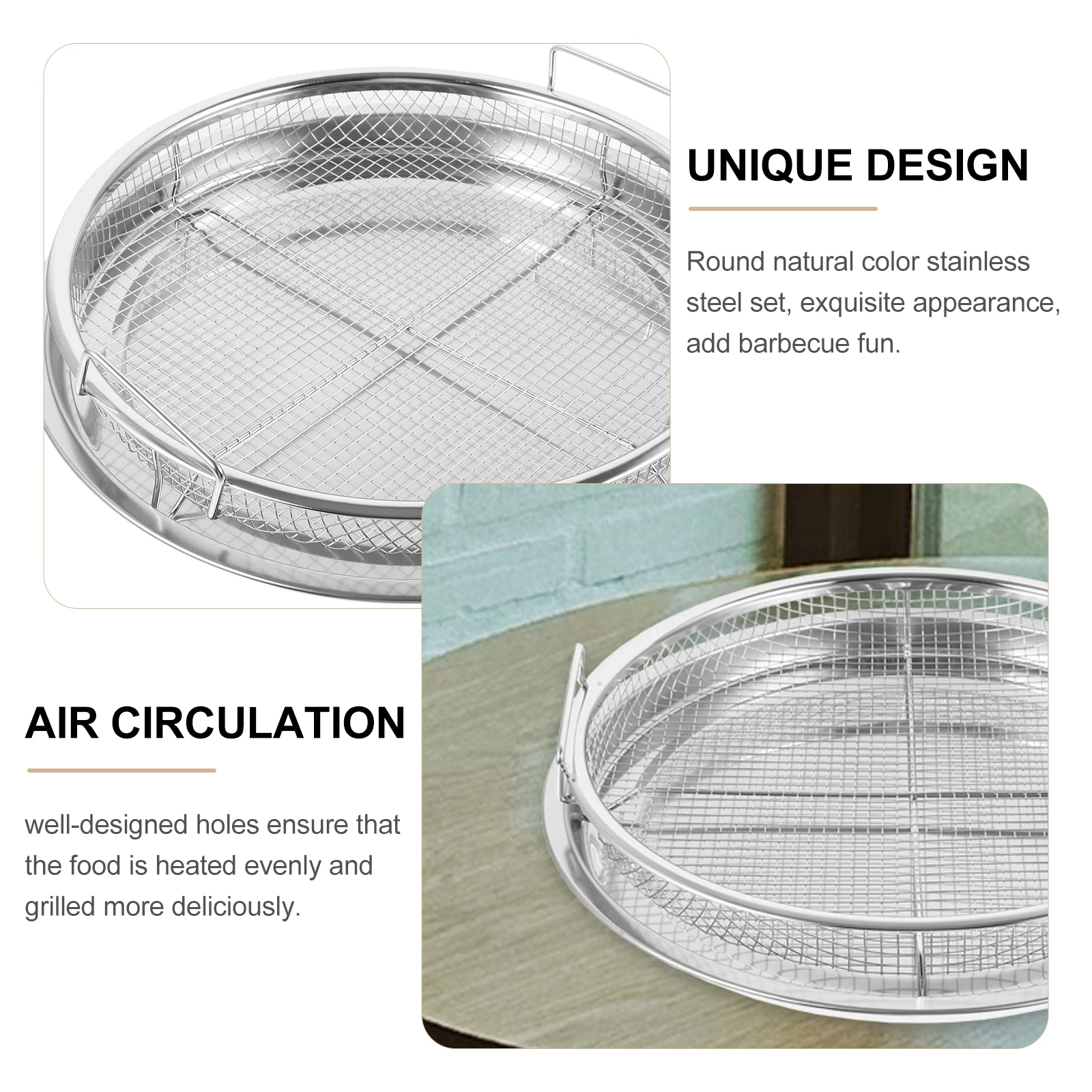 

1 Set Stainless Steel Baking Tray Multi-Function Oven Air Fryer Grilling Plate Oil Drain Non-Stick Heat Resistant Easy Clean
