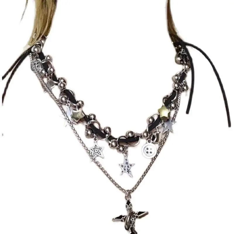 

Оригинальный дизайн, высококачественное чувство звезды, пятиконечная звезда, крест, панк, горячая девушка, хип-хоп, мужское и женское ожерелье, цепочка на ключицы, тренд