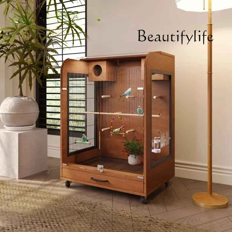 B3 BJ ZLc Large Size Solid Wood Bird Cage, Parrot Cage, Tiger Skin Xuanfeng Extra Large Model, Customized Luxury Small Sun Cage