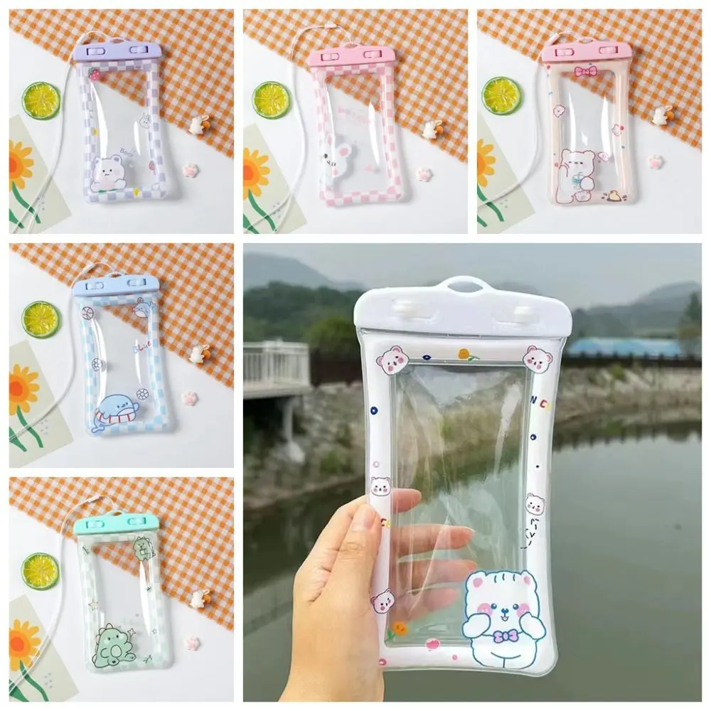 Seal Type Mobile Phone Waterproof Bag Transparent Cartoon Screen Rainproof Bag Universal Cute Waterproof Phone Pouch