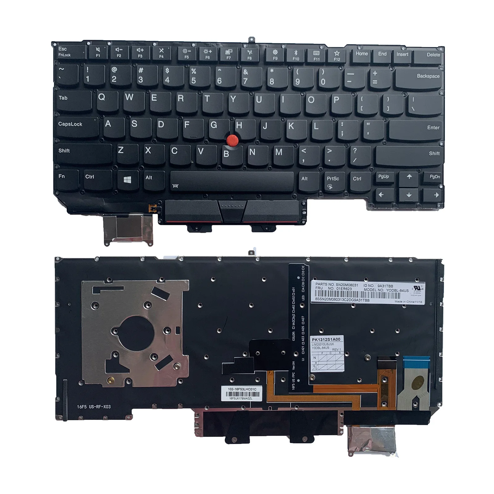 

Laptop Replacement US Layout Keyboard for Lenovo ThinkPad X1 Carbon 5th 6th Gen 2017 2018 20HR 20HQ