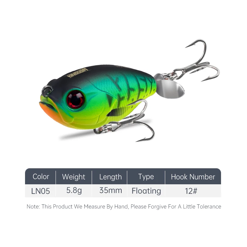 Kingdom Angelköder, 35 mm, 5,4 g, Topwater Whopper Plopper-Köder, schwimmender Wobbler, künstlicher harter Köder mit Popper, Hechtangeln
