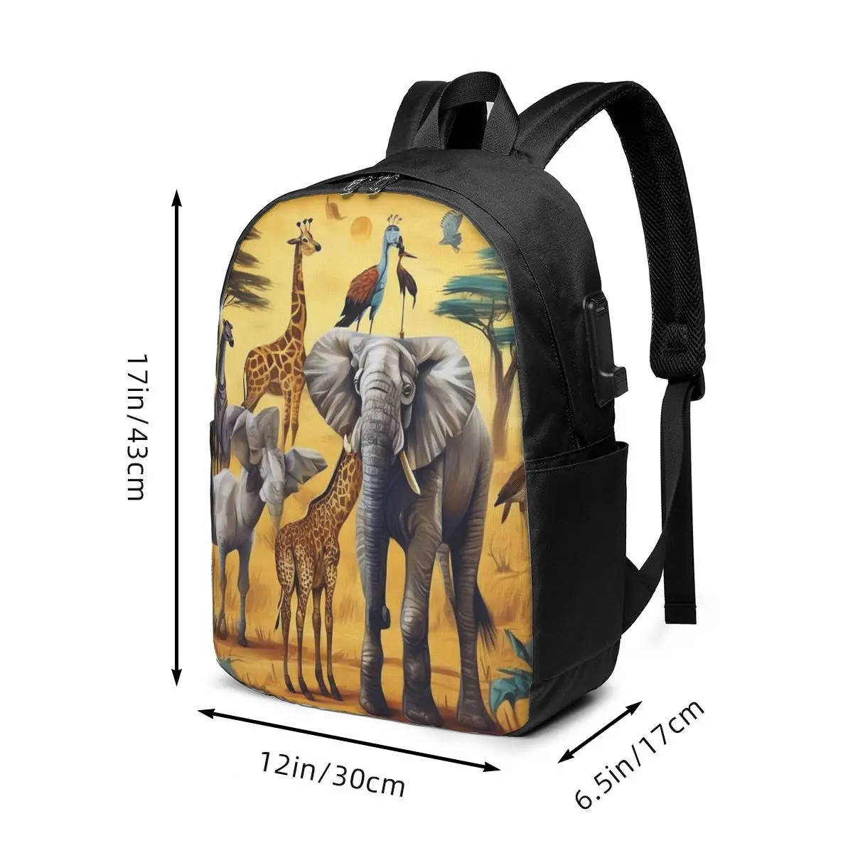 African Savanna Wildlife Animals Theme Backpack Travel Notebook Bag Computer College Student School Bag Laptop Shoulder Bags