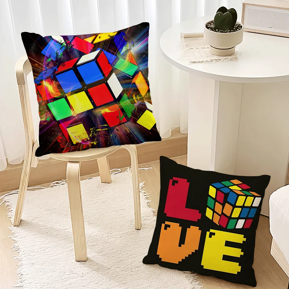 Game R-Rubik C-Cube Pillow Case Living Room Accent Couch Back Support Square Lounge Restful Nap Companion ﻿