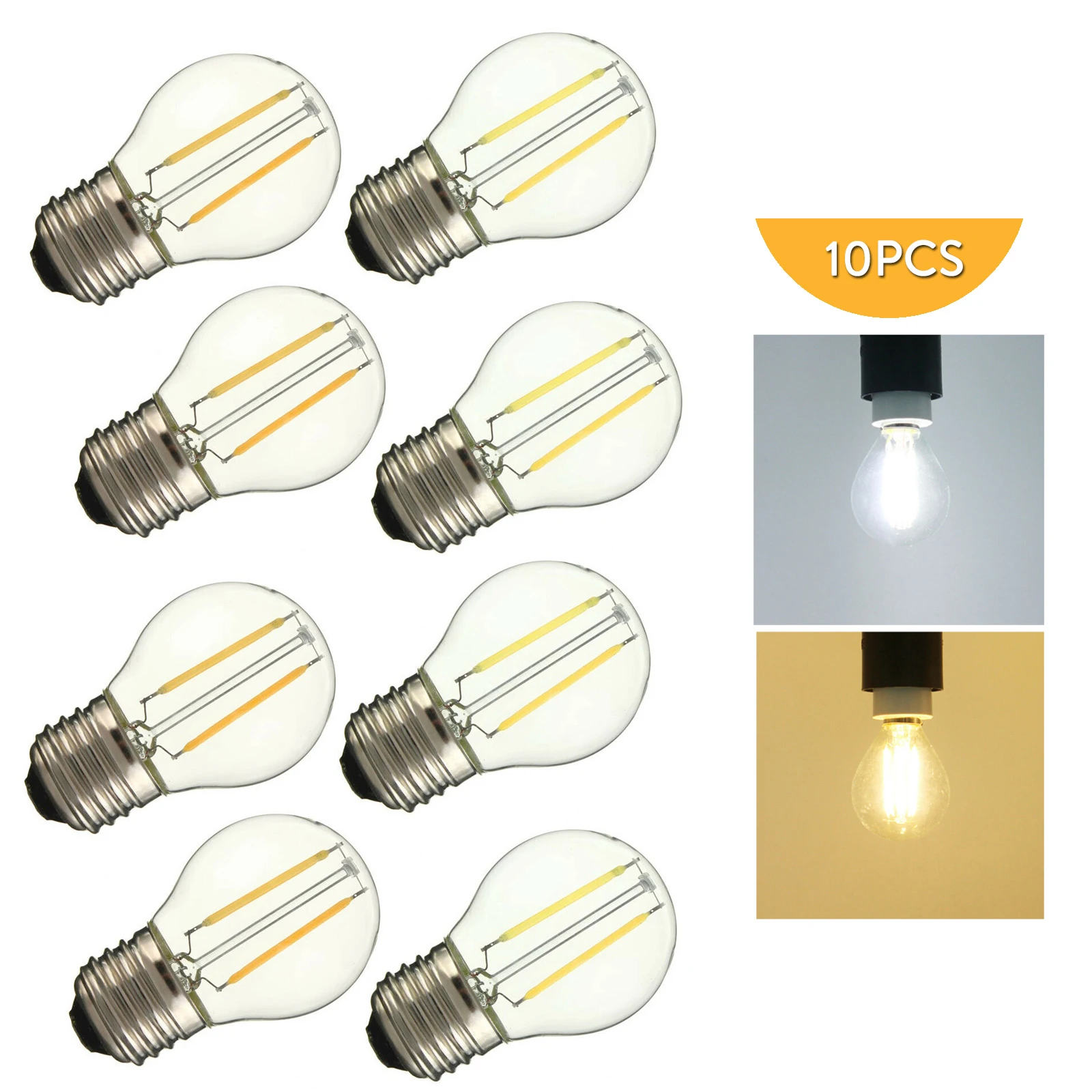 10Pc G45 E27 Led Filament Globe Bulb Ac 220V 240V 4W 6W  Vintage Lamp 2700K Cob Leds Glass Shell Candle Light Retro 360 Beam