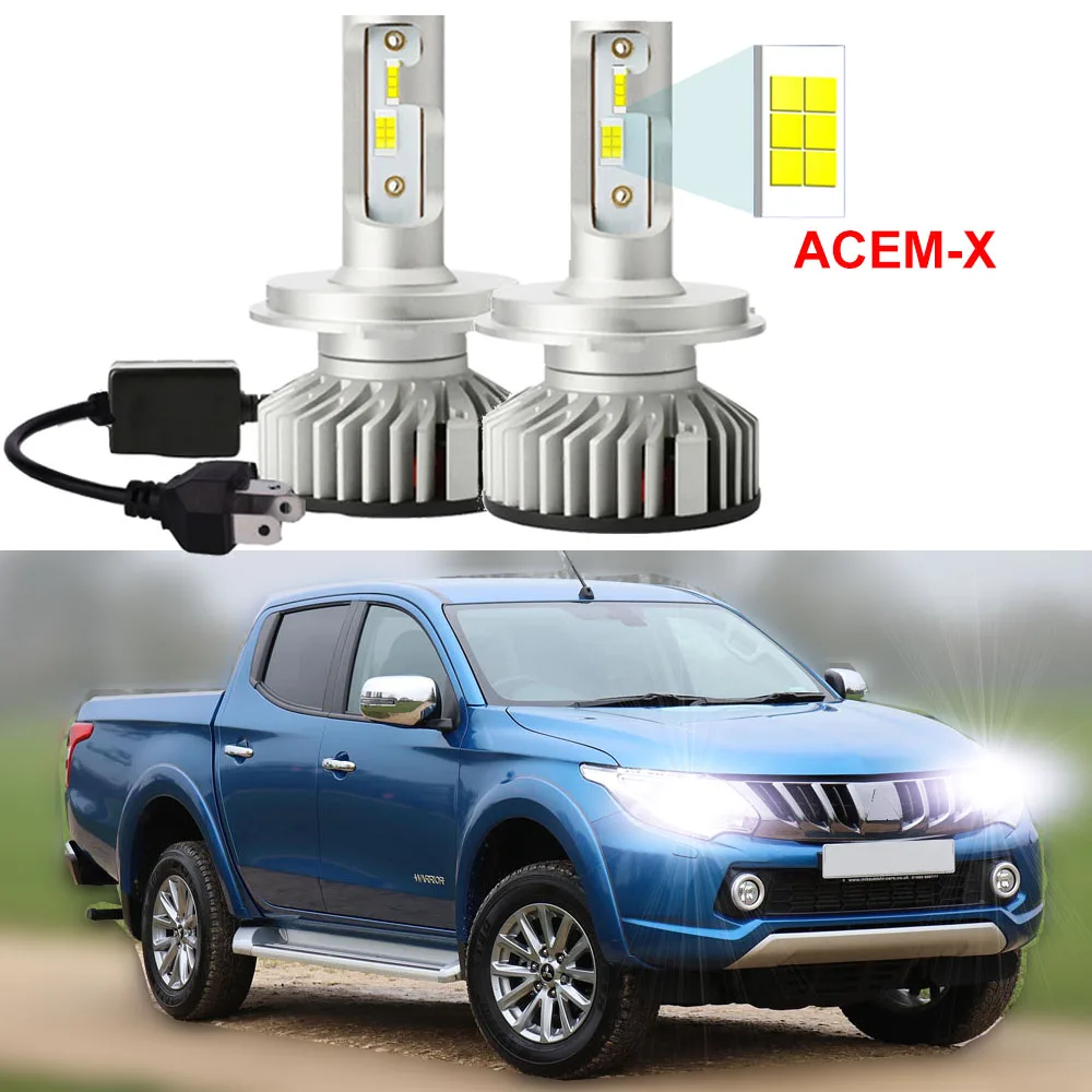 2PCS For MITSUBISHI L200 2015 2016 2017 2018 2019  LED Headlight Bulbs with ACEM-X Chips High Low Beam