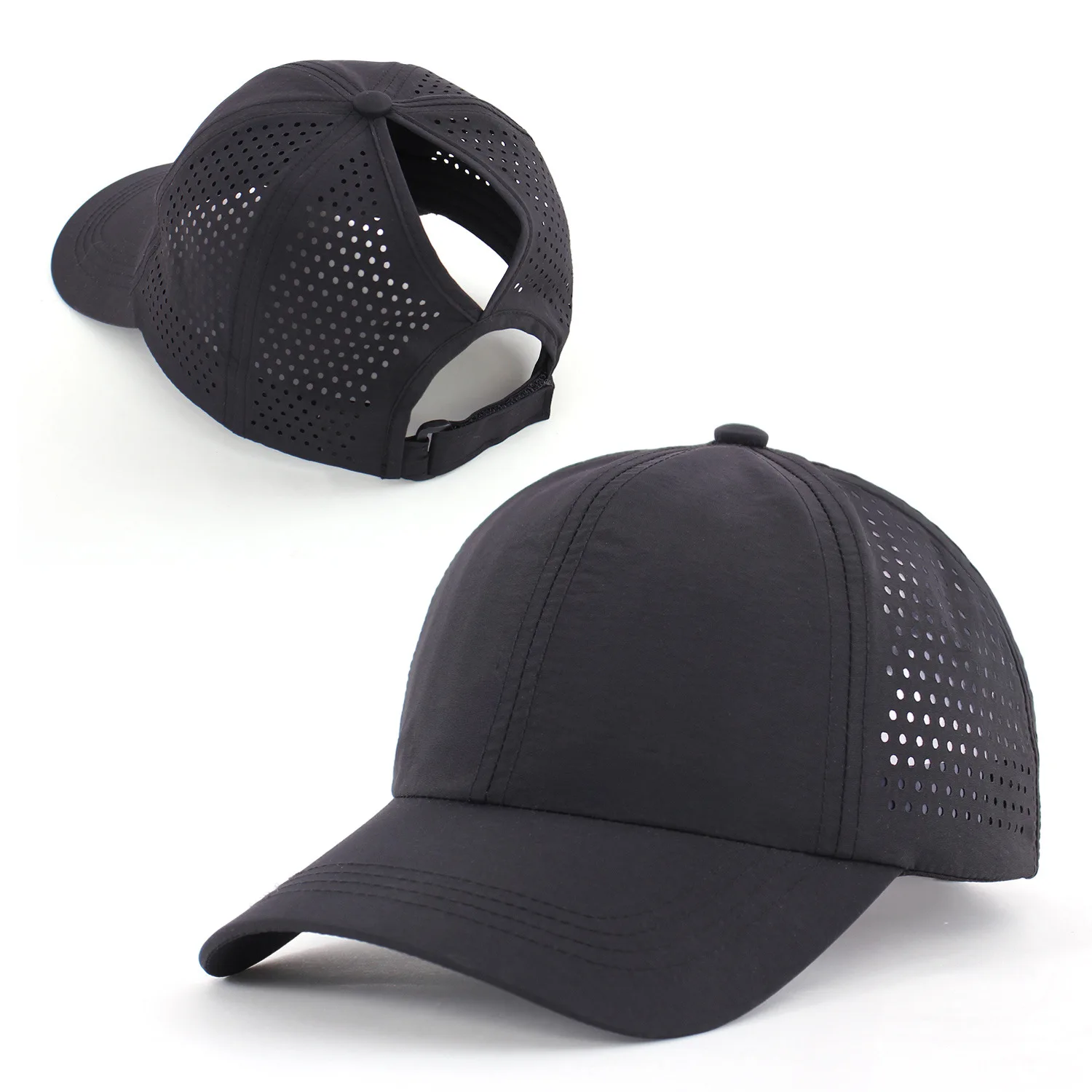 Schnell trocknender Zungenhut für Damen, atmungsaktives Mesh-Mütze für Herren, Sommer, UV-Schutz, cool bleiben, stilvoll, verstellbar, Pferdeschwanz-Mütze – Detail 8