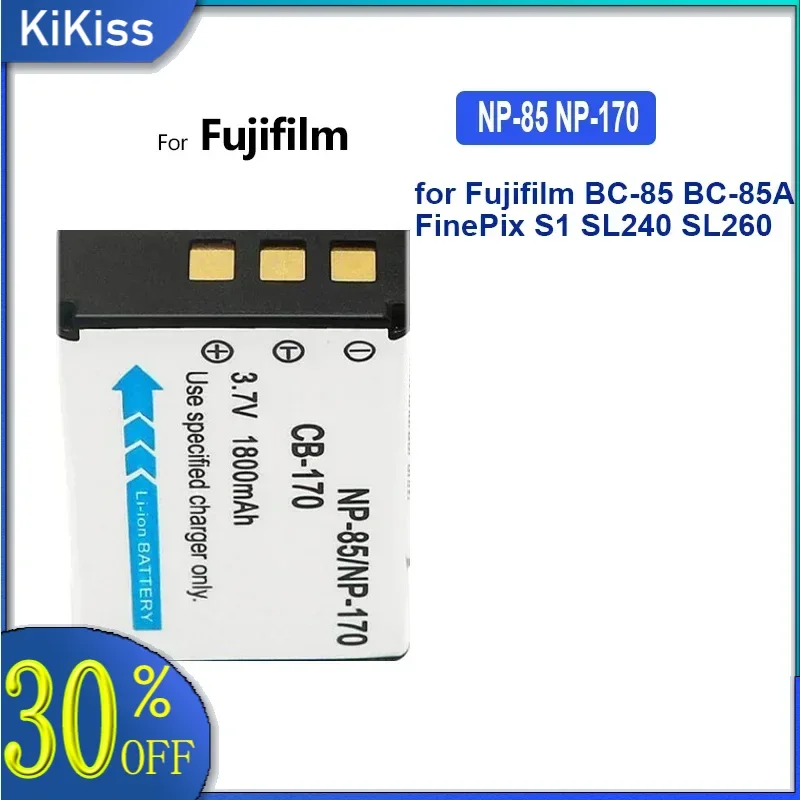 

Аккумулятор 1800 мАч NP-85 NP-170 для Fujifilm BC-85 BC-85A FinePix S1 SL240 SL260 SL280 SL300 SL305 SL1000 NP170