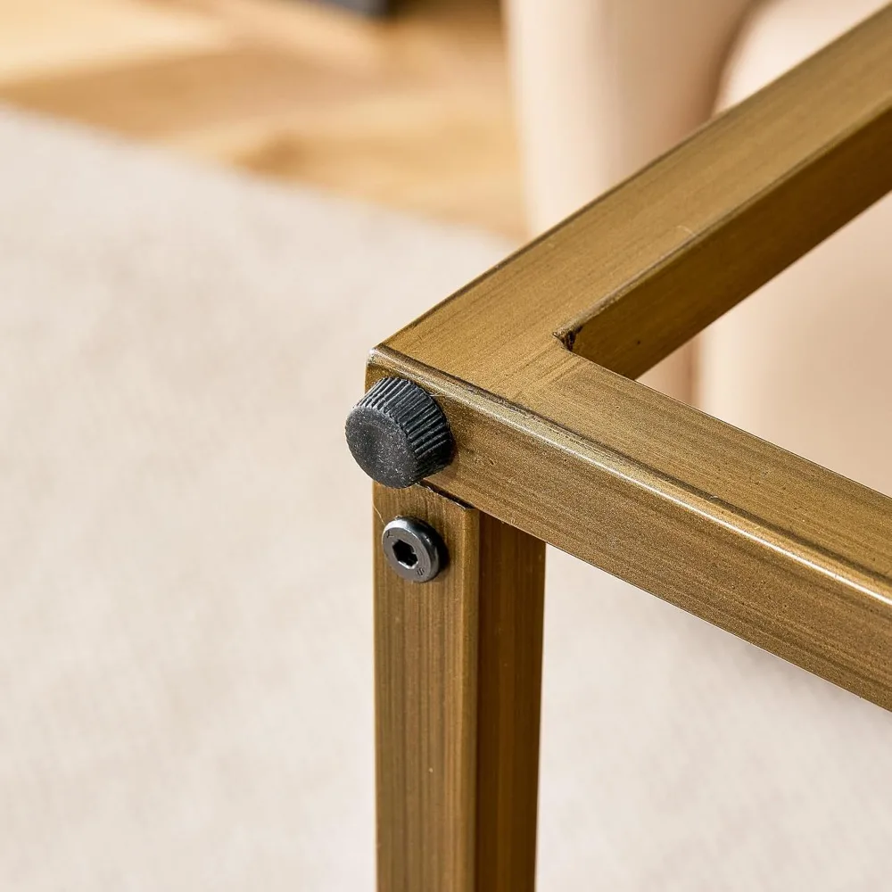 Modern 31.5 Square Coffee Table with Metal Legs and Wooden Top for Living Room and Dining Area