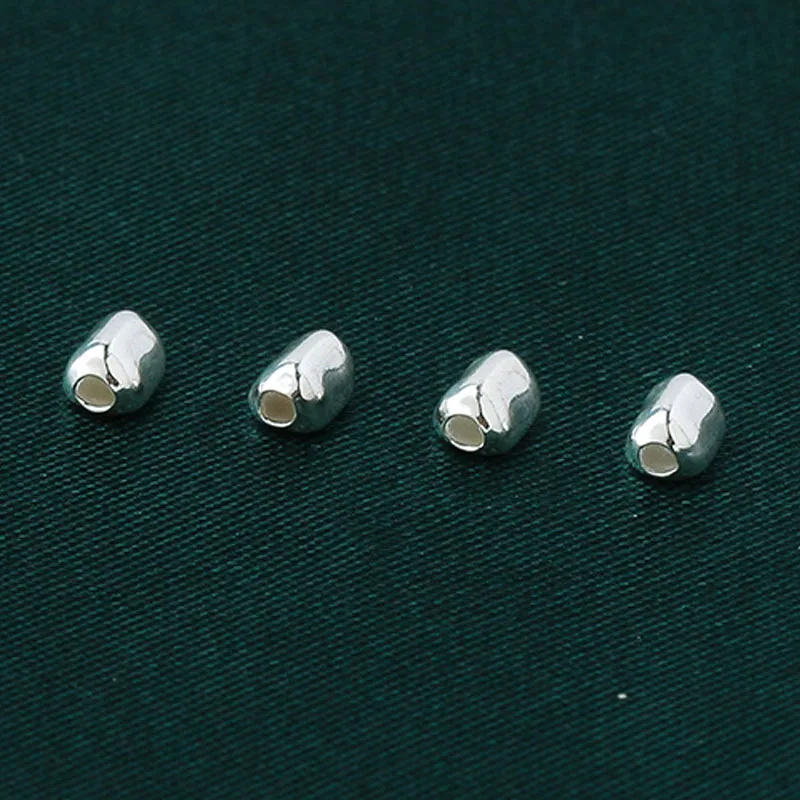 10pcs Genuine Real Pure Solid 925 sterling Silver Beads Spacers Geometric Triangular Faceted Loose Bead Jewelry Making Findings