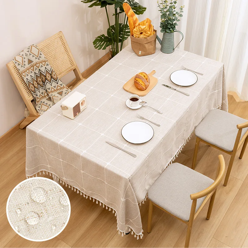 

Large Plaid Cotton Linen Tablecloth Table Cloth Waterproof Kitchen Tablecloth Oilproof Decorative Elegant Fabric Table Cover