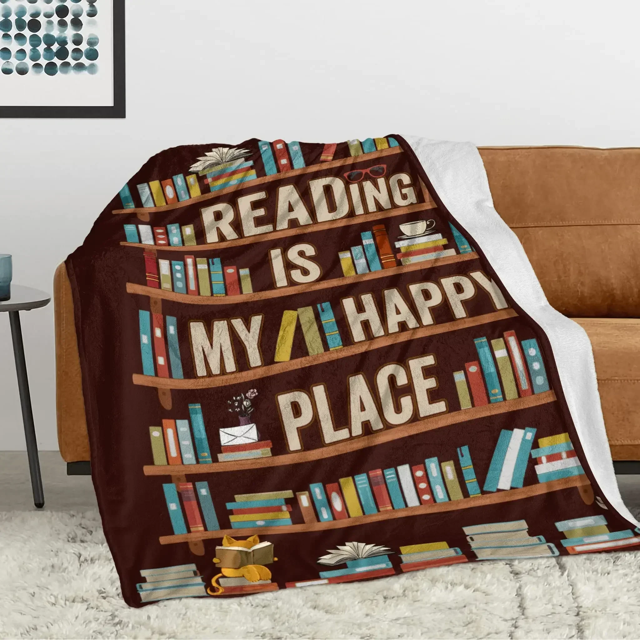 Book Lovers Pattern Flannel Blanket Fashion Bed Sofa Air Conditioning Fashionable LeisurePicnic Travel Napping CustomizableThrow