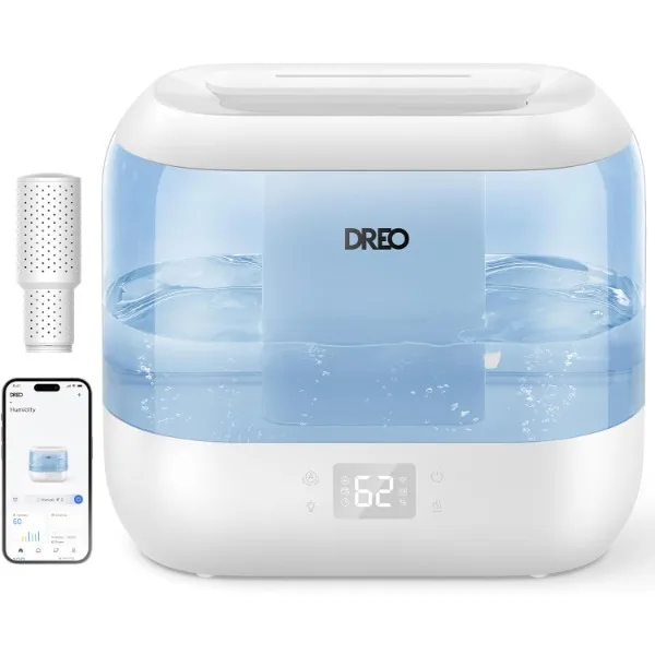 Dreo 4L Smart Humidifiers for Bedroom, Quiet Supersized Cool Mist Ultrasonic Humidifier with Diffuser and Nightlight