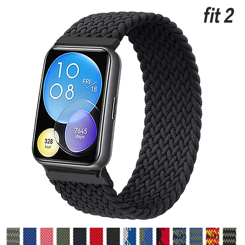 Strap for Huawei Watch Fit 2 band Accessories replacement belt Nylon braided solo loop bracelet Correa Huawei Watch fit2 bands