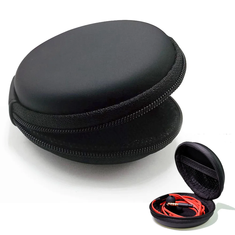 

1pc Black Round Sundries Travel Storage Bag Charging Case For Earphone Package Zipper Bag Portable Travel Cable Organizer