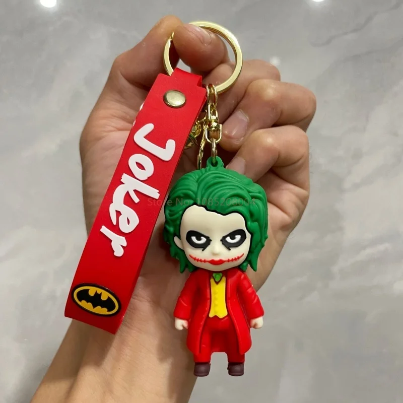 Joker Batman Catwoman Q Version Keychain Cartoon Anime Figure Image Doll Keyring Ornament Key Chain Car Bag Pendant Kids Gift