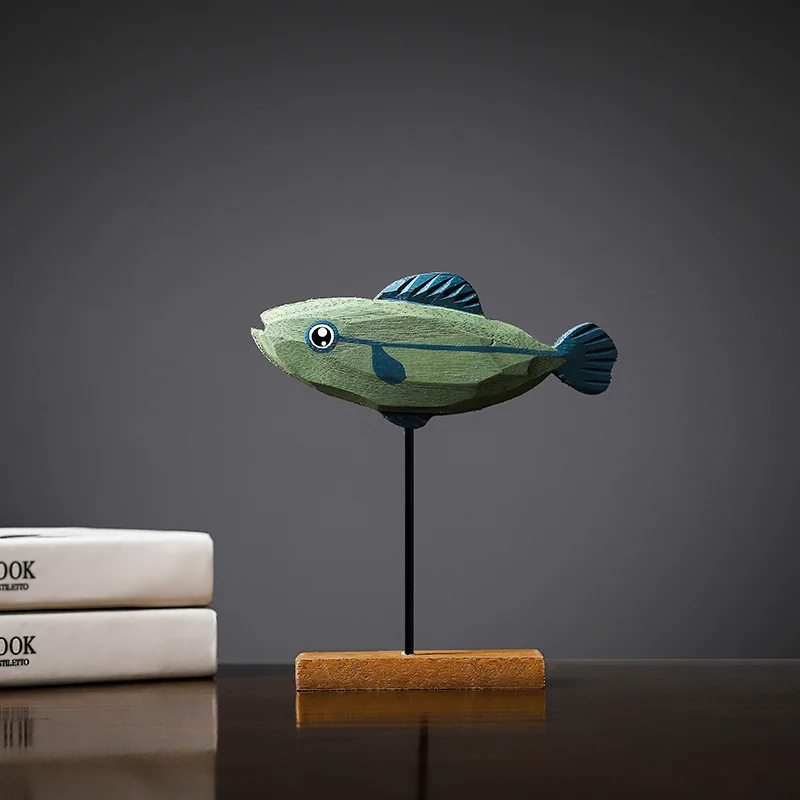 

Colorful Wooden Fish Statue Nordic Style Fish Sculpture Ornaments Creative Living Room Bedroom Dining Room Home Decoration Gifts