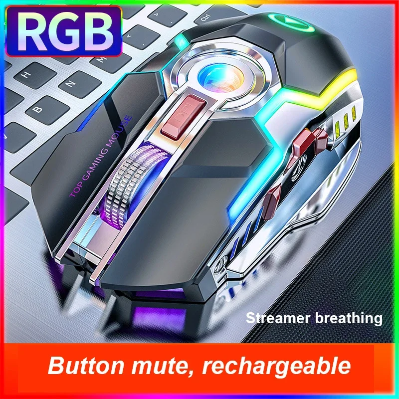 Wireless Gaming Mouse 2.4G USB 7Buttons 1600DPI RGB Backlit Rechargeable Gamer Silent Mouse Gamer Mute Mice for PC Laptop