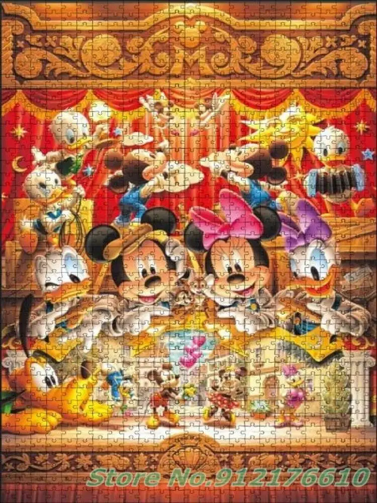 Mickey Mouse 1000 Piece Jigsaw Puzzles Fantasy Disney Princess Family Diy Creative Puzzles Decompress Educational Toys Gifts